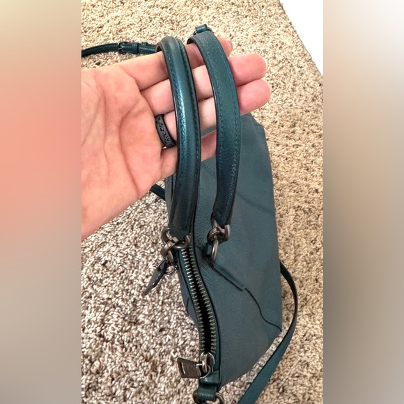 Coach Metallic Teal Pebble Leather 2 way Crossbody with Matching Wallet - Picture 8 of 14